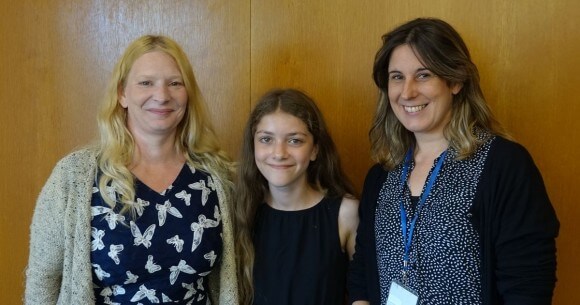  Left to right: Lindsey Clay (Young Carers Officer), Gracie (young carer) and Jo Grobler (Young Carers Services Manager) at the Rotary Club of Bath event