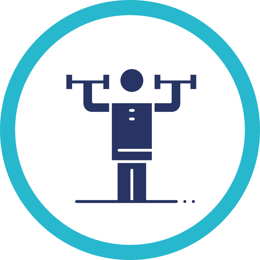 Icon of a person lifting weights