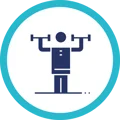 Icon of a person lifting weights