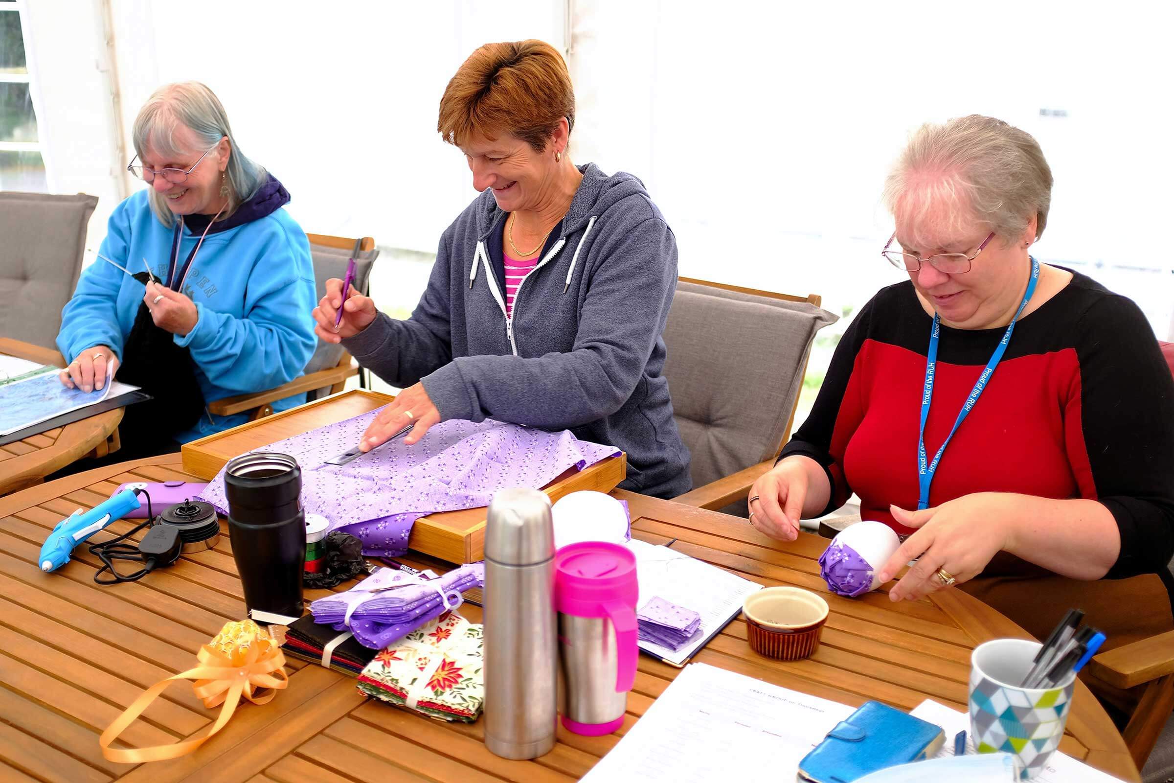 Volunteers doing crafts