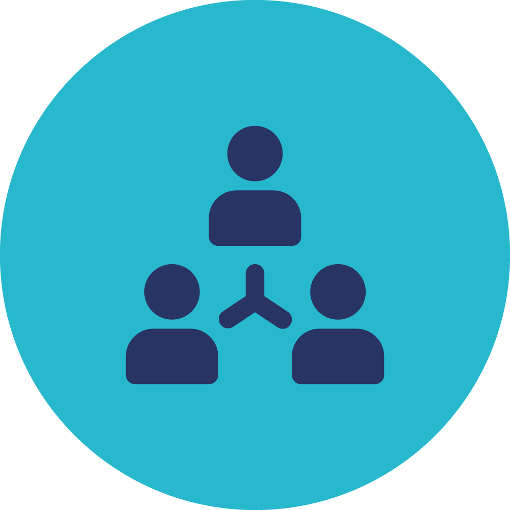Icon of three people connected with a line