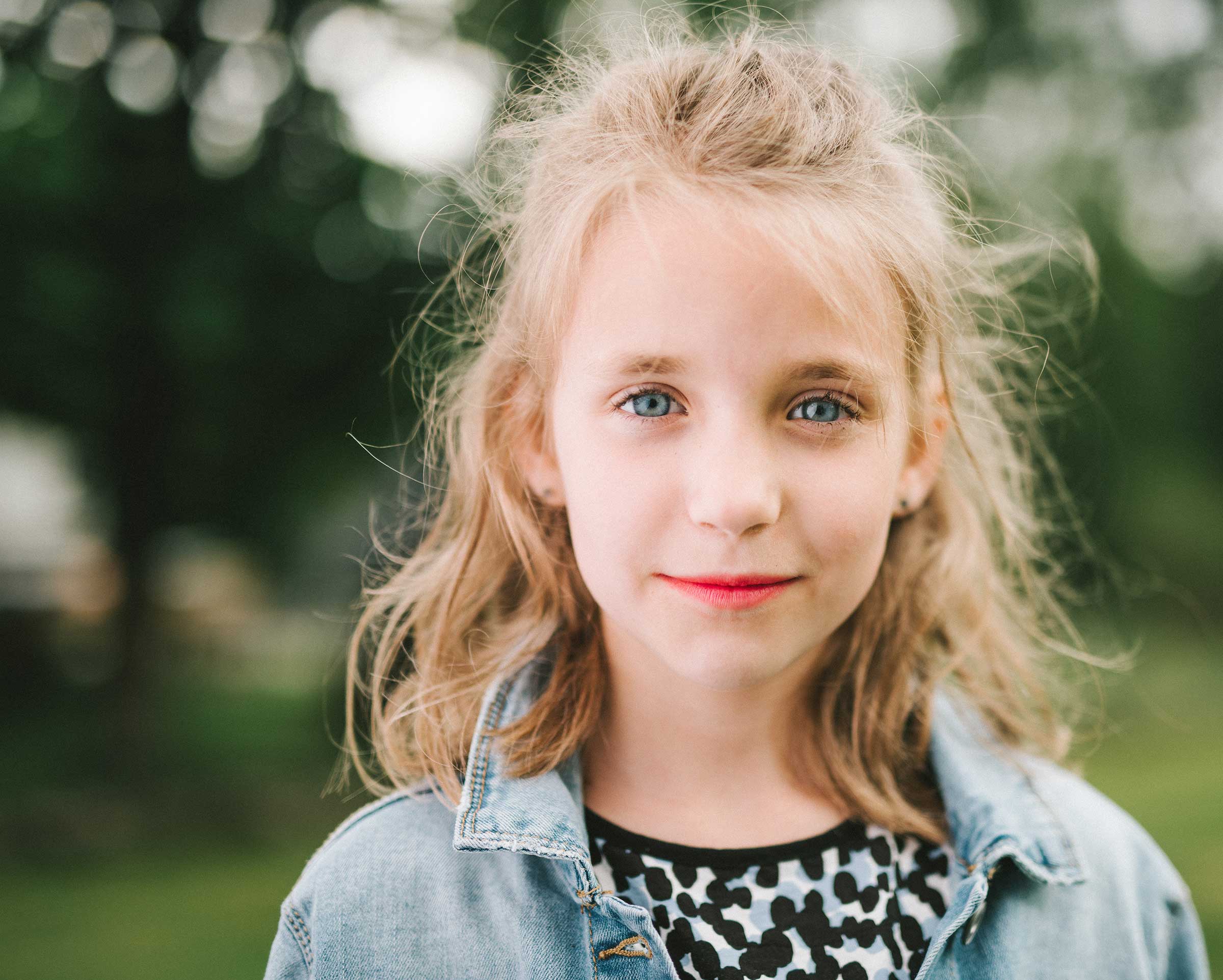 Young girl looking at the camera