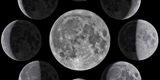 Images of the moon against a dark sky