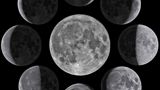 Images of the moon against a dark sky