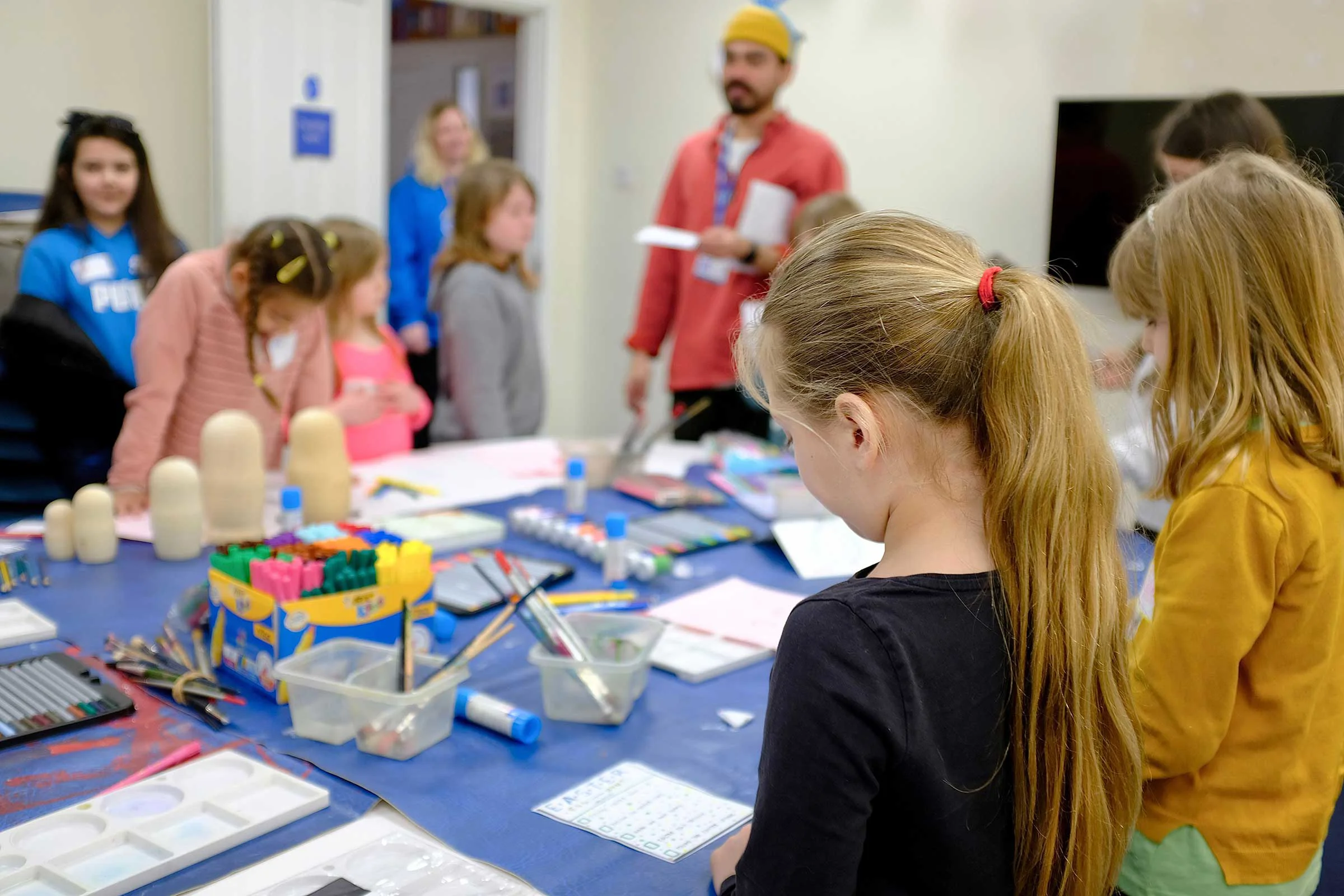 Young carers at a workshop around a table